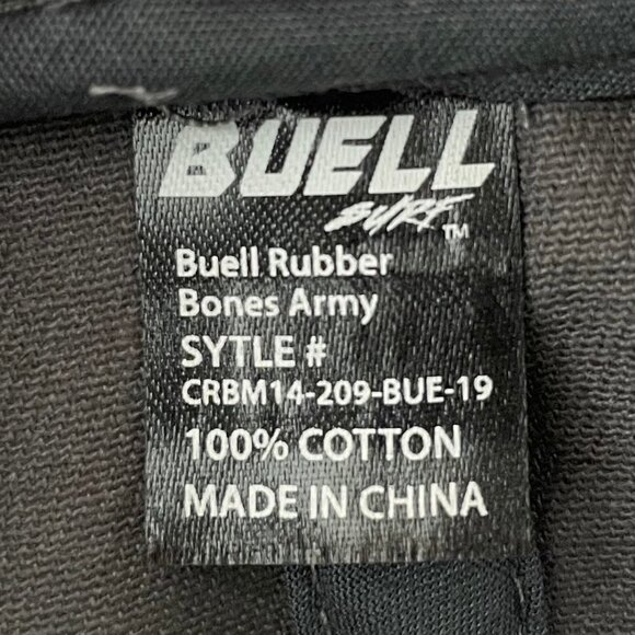 Buell Surf Flat Bill Bones Army Cotton Hat Grey Blk Wht Embroidered Graphics OS - Picture 6 of 7